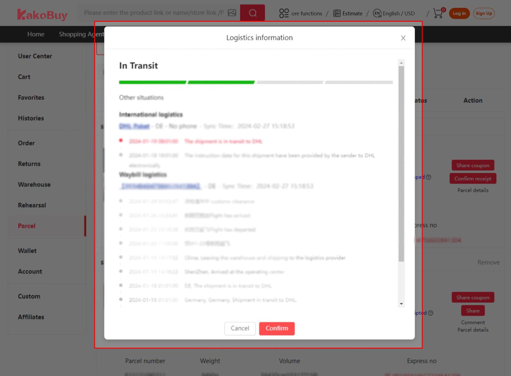 Consulta los eventos y relevos del seguimiento.